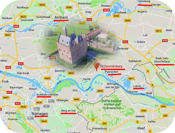 Kasteel de Doornenburg in de plaats Doornenburg tussen Arnhem en Nijmegen bij Pannerden